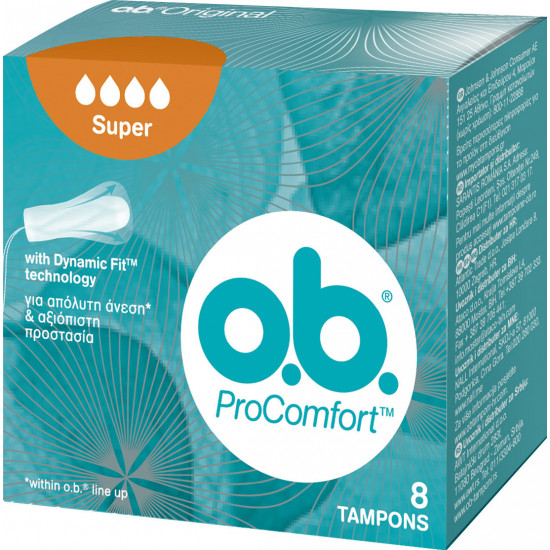 O.B. - Ταμπόν ProComfort Curved Grooves για Αυξημένη Ροή - 8pcs