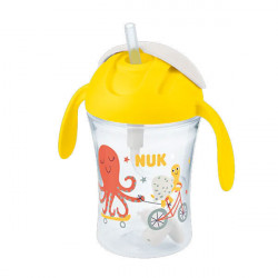 Nuk - Παιδικό Ποτηράκι με Λαβές και Καλαμάκι "Motion Cup" από Πλαστικό Κίτρινο για 8m+ - 230ml