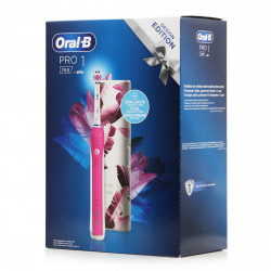 Oral-B - Pro 1 750 Design Edition Ηλεκτρική Οδοντόβουρτσα με Χρονομετρητή και Αισθητήρα Πίεσης σε Ροζ Χρώμα 1τμχ & Δώρο Θήκη Ταξιδιού