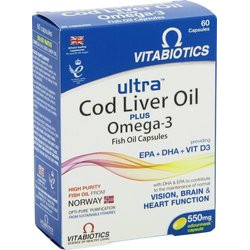Vitabiotics - Ultra cod liver oil plus omega 3 - 60 κάψουλες