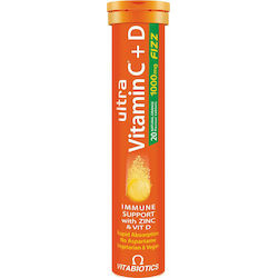 Vitabiotics - Ultra Vitamin C+D & Zinc Βιταμίνη C+D & Ψευδάργυρος σε Ένα Δισκίο 1000mg C/400 IU D3 - 20tabs