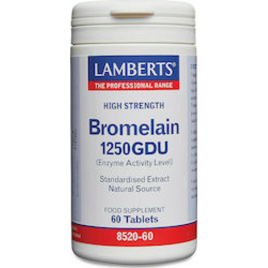 Lamberts - Συμπλήρωμα διατροφής με μπρομελαϊνη Bromelain 1250GDU 500mg - 60 ταμπλέτες