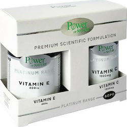Power Health - Platinum Vitamin E 400iu-Συμπλήρωμα Διατροφής με Βιταμίνη Ε, 30 Κάψουλες & Vitamin C 1000mg-Συμπολήρωμα Διατροφής με Βιταμίνη C - 20 Ταμπλέτες
