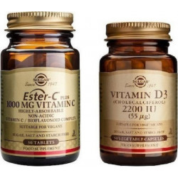Solgar - Ester-C Plus Vitamin C 1000mg 30tabs & Vitamin D3 2200iu  - 50caps
