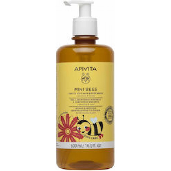 Apivita - Mini Bees Kids Hair & Body Wash Απαλό Σαμπουάν & Αφρόλουτρο για Παιδιά με Καλέντουλα & Μέλι - 500ml