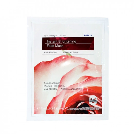 Korres - Apothecary Wild Rose Instant Brightening Face Mask Μάσκα Προσώπου Άγριο Τριαντάφυλλο - 20ml