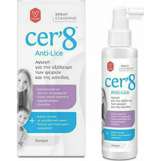 Vican - Cer'8 Anti Lice Spray Άοσμο Σπρέι Αγωγή Εξάλειψης των Ψειρών και της Κόνιδας - 125ml