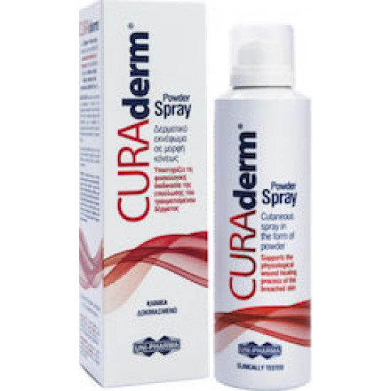 Uni-pharma- CURAderm Powder Spray Δερματικό Εκνέφωμα σε Μορφή Κόνεως για την Επούλωση του Τραυματισμένου Δέρματος - 125ml