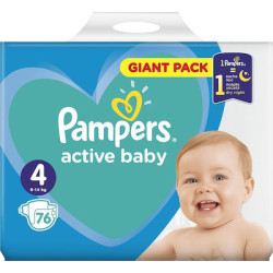 Pampers - Active Baby Dry No 4 (9-14kg) Giant Box Πάνες - 76τμχ