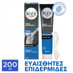 Veet - Men cream for sensitive skin Κρέμα αποτρίχωσης για ευαίσθητη επιδερμίδα για στήθος & πλάτη - 200ml