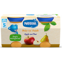 Nestle - Παιδική Τροφή Με Μήλο & Αχλάδι, 5m+  - 2x125ml