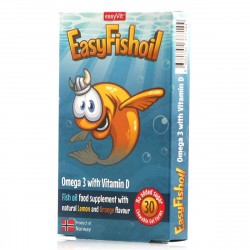 EasyVit - EasyFishoil Παιδικό Συμπλήρωμα Διατροφής με Ω3 + Βιταμίνη D με Γεύση Λεμόνι και Πορτοκάλι - 30 ζελεδάκια