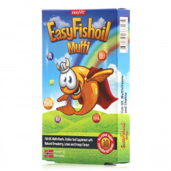 EasyVit - EasyFishoil Multi Παιδικό Συμπλήρωμα Διατροφής με Ω3 Βιταμίνες και Χολίνη με Γεύση Φράουλα, Λεμόνι και Πορτοκάλι - 30 ζελεδακια