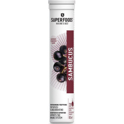 Superfoods - Sambucus Συμπλήρωμα Διατροφής για Κρυολόγημα & Ανοσοποιητικό - 20 Αναβράζοντα Δισκία.