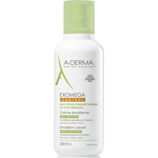 A-Derma - Exomega Control Emollient Cream Anti-Scratching Μαλακτική Κρέμα για το Αίσθημα του Κνησμού - 400ml