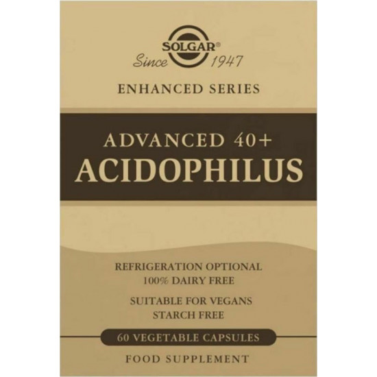 Solgar - Advanced 40+ Acidophilus Συμπλήρωμα διατροφής προβιοτικών για την υγεία του γαστρεντερικού - 60 φυτικές κάψουλες