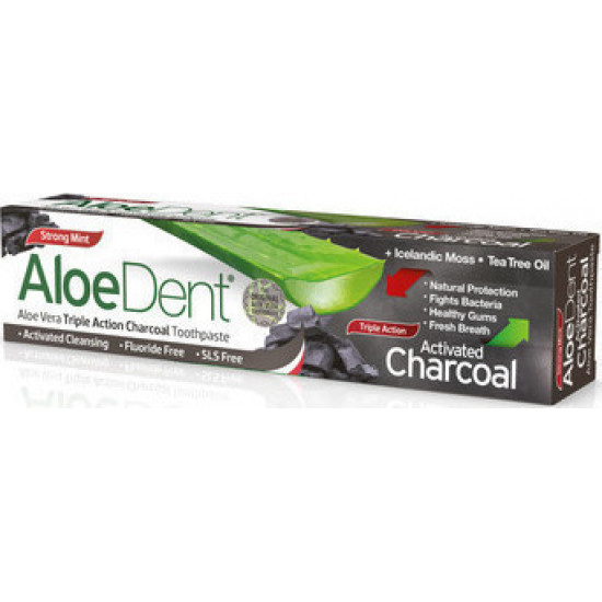 Optima - Aloe Dent Aloe Vera Triple Action Charcoal Toothpaste Οδοντόκρεμα τριπλής δράσης με αλόη & άνθρακα - 100ml