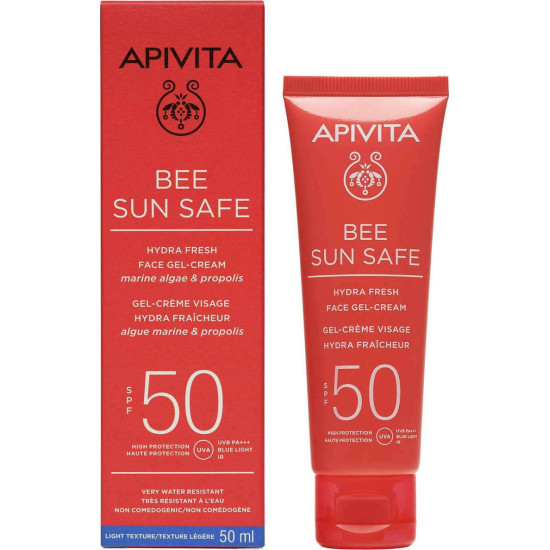 Apivita - Bee sun safe hydra fresh face gel cream SPF50 Ενυδατική αντηλιακή κρέμα-τζελ προσώπου ελαφριάς υφής - 50ml