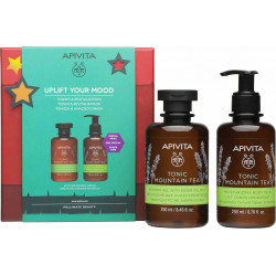 Apivita - Uplift your mood Tonic mountain tea shower gel Αφρόλουτρο με αιθέρια έλαια - 250ml & Moisturizing body milk Ενυδατικό γαλάκτωμα σώματος - 200ml