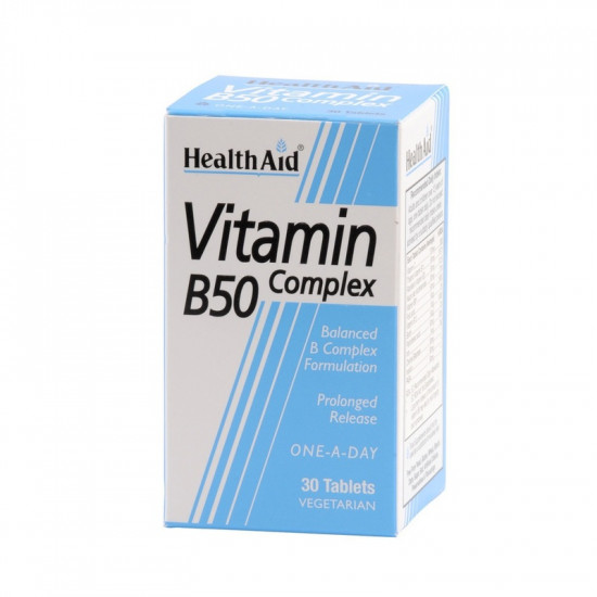 Health Aid - Vitamin B50 Complex Prolonged Ενισχυμένος συνδυασμός Βιταμινών του Συμπλέγματος Β - 30tabs