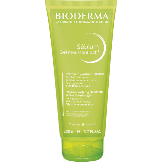 Bioderma - Sebium gel moussant actif Αφρίζον τζελ καθαρισμού προσώπου για ακνεϊκές επιδερμίδες - 200ml