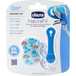 Chicco - Soother Chain - Κλιπ Πιπίλας με Αλυσίδα Μπλε - 1τμχ