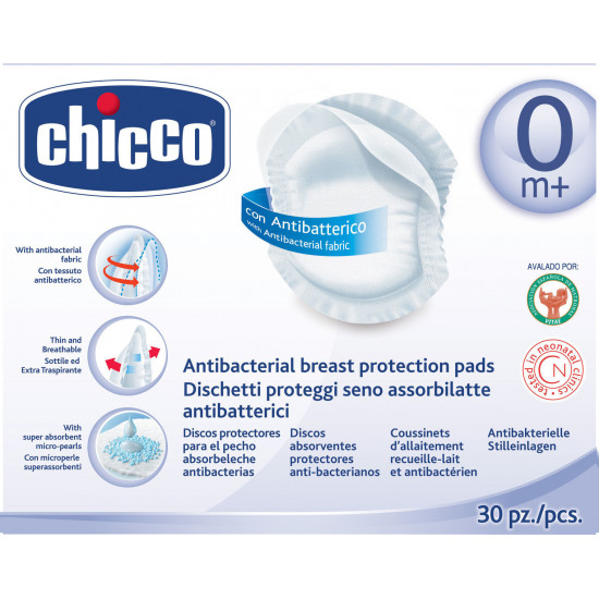 Chicco - Επιθέματα Στήθους Αντιβακτηριακά - 30τμχ