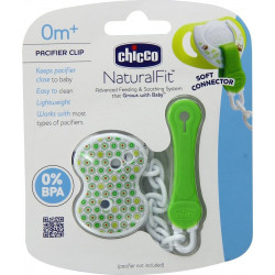 Chicco - Soother Chain - Κλιπ Πιπίλας με Αλυσίδα Πράσινη - 1τμχ