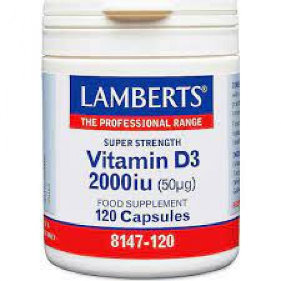 Lamberts - Vitamin D3 2000iu (50μg) Βιταμίνη D3 (Χοληκαλσιφερόλη) - 120 κάψουλες