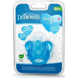 Dr. Brown's - Happy paci silicone 0m+ blue Πιπίλα όλο σιλικόνη για την περίοδο της οδοντοφυΐας (Μπλε χρώμα) - 1τμχ