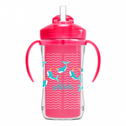 Dr. Brown's - Insulated straw cup Κύπελλο θερμός με καλαμάκι (Ροζ χρώμα) - 300ml