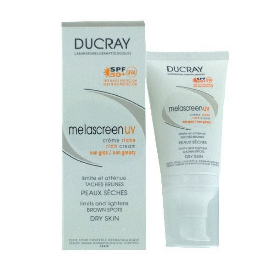 Ducray - Melascreen UV Creme Riche SPF50+ 40ml Κατά Των Καφέ Κηλίδων Για Ξηρά Δέρματα