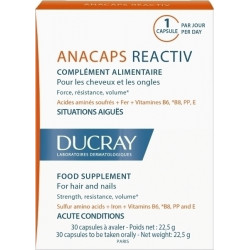Ducray - Anacaps Reactiv Συμπλήρωμα διατροφής για μαλλιά & νύχια - 30 κάψουλες