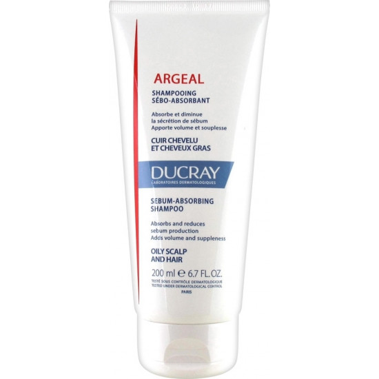 Ducray - Argeal Shampooing Sebo-Absorbant Σμηγματο-Απορροφητικό Σαμπουάν  για λιπαρό τριχωτό κεφαλής & λιπαρά μαλλιά - 200ml