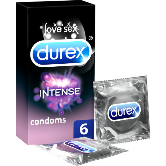 Durex - Intense stimulating condoms Προφυλακτικά διεγερτικής υφής με ραβδώσεις & κουκίδες - 6τμχ