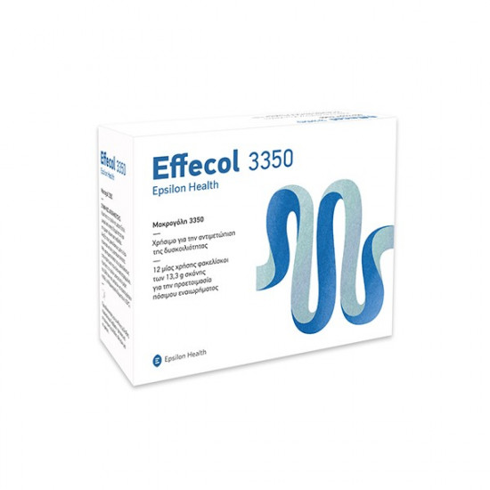 Epsilon Health - Effecol 3350 Μακρογόλη  για την Αντιμετώπιση της Περιστασιακής και Χρόνιας Δυσκοιλιότητας - 12 φακελίσκοι