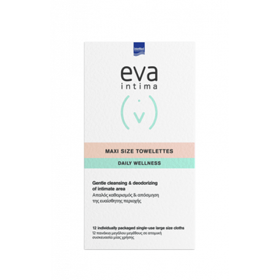 Intermed - Eva Intima Fresh & Clean Maxi Size Towelettes Individual Packs Μαλακά πανάκια για καθημερινό καθαρισμό - 12τμχ