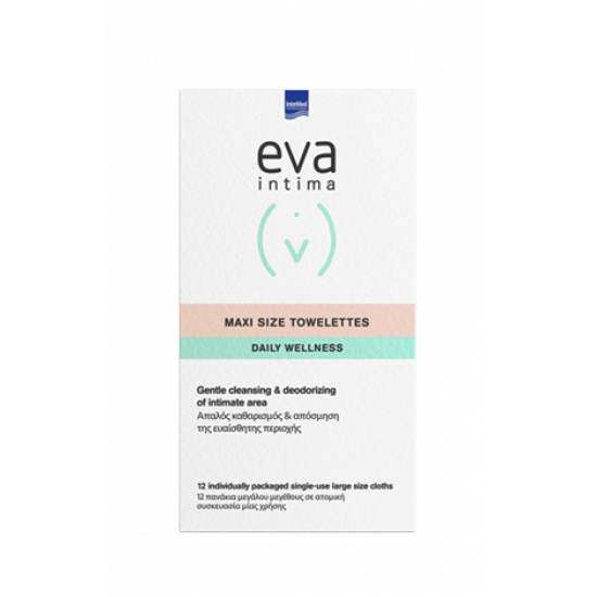 Intermed - Eva Intima Maxi Size Towelettes Individual Packs Μαλακά πανάκια για καθημερινό καθαρισμό - 12τμχ