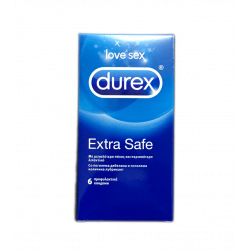 Durex - Extra Safe Προφυλακτικά με μεγαλύτερο πάχος & περισσότερο λιπαντικό - 6 τεμάχια