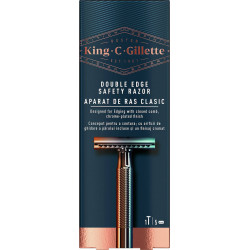 Gillette - King double edge safety razor Ανδρική ξυριστική μηχανή ασφαλείας & 5 ξυράφια διπλής ακμής