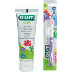 Sunstar - GUM 901 Kids Παιδική Οδοντόβουρτσα Μαλακή Μωβ 2-6 ετών & Δώρο Παιδική Οδοντόκρεμα Φράουλα 3-6 ετών - 50ml