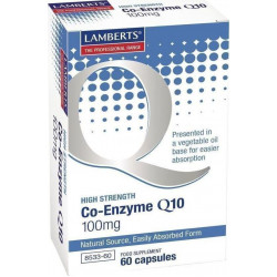 Lamberts - Co-Enzyme Q10 100mg Για Την Υγεία Καρδιάς, Ούλων, Επιτάχυνση Μεταβολισμού, Βελτίωση Αθλητικής Απόδοσης & Μείωση Κόπωσης - 60caps