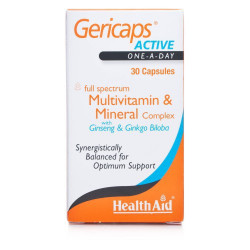 Health Aid - Gericaps Active Multivitamin & Mineral Complex Συμπλήρωμα διατροφής για διαύγεια πνεύματος & ενέργεια - 30caps