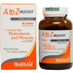 Health Aid - A to Z Multivit with Lutein Συμπλήρωμα διατροφής με Βιταμίνες, Μέταλλα & Ιχνοστοιχεία - 90 ταμπλέτες