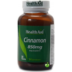 Health Aid - Cinnamon 850mg Βοηθά τον οργανισμό στη διαχείριση της ινσουλίνης - 30 κάψουλες