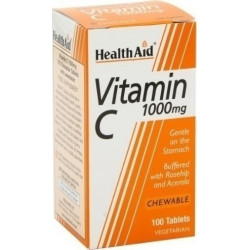 Health Aid - Vitamin C 1000mg Ενίσχυση ανοσοποιητικού με γεύση πορτοκάλι - 100 μασώμενες ταμπλέτες