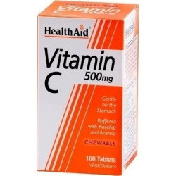 Health Aid - Vitamin C 500mg Ενίσχυση ανοσοποιητικού με γεύση πορτοκάλι - 100 μασώμενες ταμπλέτες
