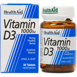 HeAlth Aid - Vitamin D3 1000iu Λιποδιαλυτή βιταμίνη D3 - 30veg tabs