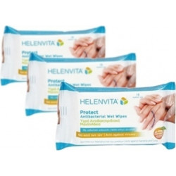 Helenvita - Protect antibacterial wet wipes Υγρά αντιβακτηριδιακά μαντηλάκια - 45τμχ (2&1 Δώρο)