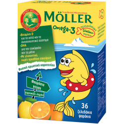 Moller's - Omega 3 για Παιδιά με γεύση Πορτοκάλι Λεμόνι - 36 ζελεδάκια 